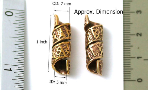 Bronze Norse Viking Celtic Beard Beads Rings, Medieval Dwarf Dreadlock Pirate Hair Beads, Pagan Jewelry...