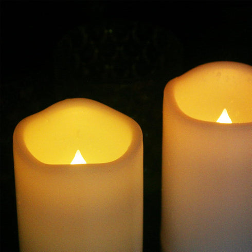 Outdoor Waterproof Candles Battery Operated 3'' x 7'' Flameless Pillar Candle with Timer Flickering Plastic Electric LED Lights for Wedding Party ...