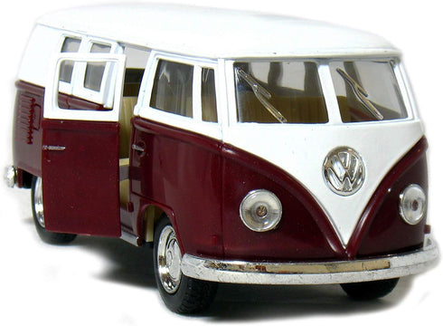 KiNSMART 1962 Volkswagen Classic Bus 1:32 Scale 5" Die Cast Metal Model Toy Car Maroon...