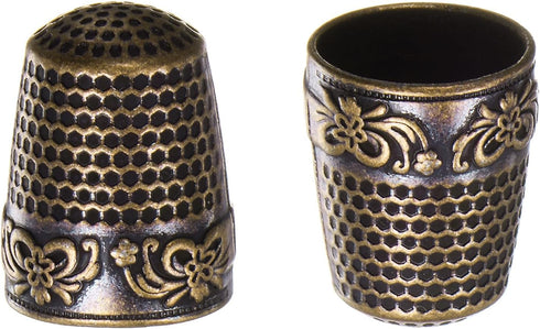 HARFINGTON 2pcs Sewing Thimble Copper Sewing Thimble Finger Protector Finger Shield Fingertip Quilting Craft Embroidery Accessories DIY Hand Worki...