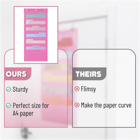 Mr. Pen- Hanging Wall File Organizer, 6 Pocket, Pink, 3 Overdoor Hangers Included, Over The Door File Organizer, Hanging Folder Organizer, Wall Fo...