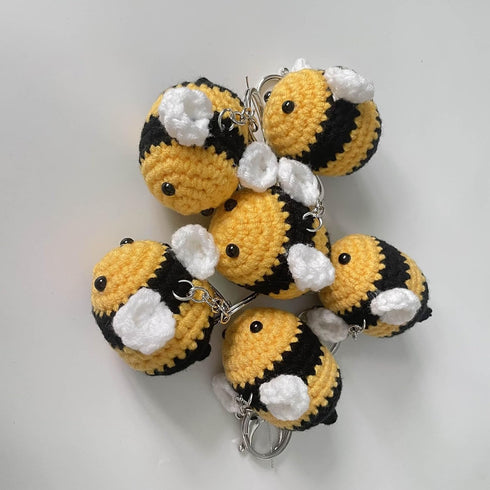 BIBABLYKE Personalized Cute Bees Pendant Crochet Keychain Lucky Funny Bees Charm Keyring Women Beautiful Pendant Keyholder Gift Cotton/Alloy...