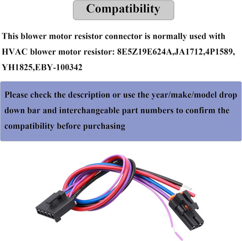 3 Pins Blower Motor Resistor Connector for 8e5h-19e624-a, 89018778, 89019351, 1581773, Compatible with Chevy, GMC Silverado, Tahoe, Suburban, Sier...