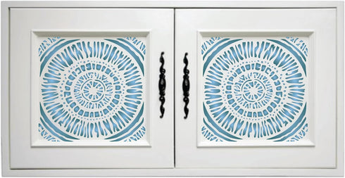 Mudcloth Mandala Stencil, 12.5 x 12.5 inch (L) - Tile Size Reusable African Wall Floor Furniture Stencils for Painting Template...