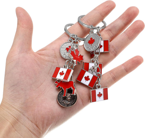 PRETYZOOM 12pcs National Flag Keychain: Canadian Flag Key Ring, Metal Maple Leaf Keychain, Canada National Day Keychains Gift, Canada Keychain Sou...