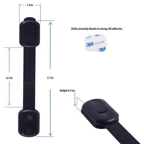 Child Proof Safety Locks - Baby Proofing Cabinet Lock with 6 Extra 3M Adhesives - Adjustable Strap Latches to Cabinets,Drawers,Cupboard,Oven,Fridg...