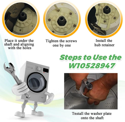 2023 Upgraded W10396887 W10528947 Basket Driven hub kit by Techecook - Replacement for Whirlpool Kenmore Maytag Washer - Replaces W10396887 AP5665171 W10528947VP PS6012095