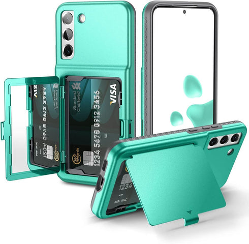 WeLoveCase Samsung Galaxy S22 Plus Case Wallet Case with Credit Card Holder & Hidden Mirror, All-Round Protection Shockproof Phone Cover Designed ...