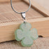 St. Patrick's Day Four Leaf Clover Pendant Necklace Green Aventurine Gemstone Pendant Necklace 18"...