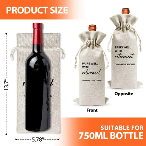 Retirement Wine Bag For Retirement Parties, Goodbye Farewell Leaving Gifts For Best Friend Colleagues Coworkers Boss Retirees, Retired Gift Idea W...