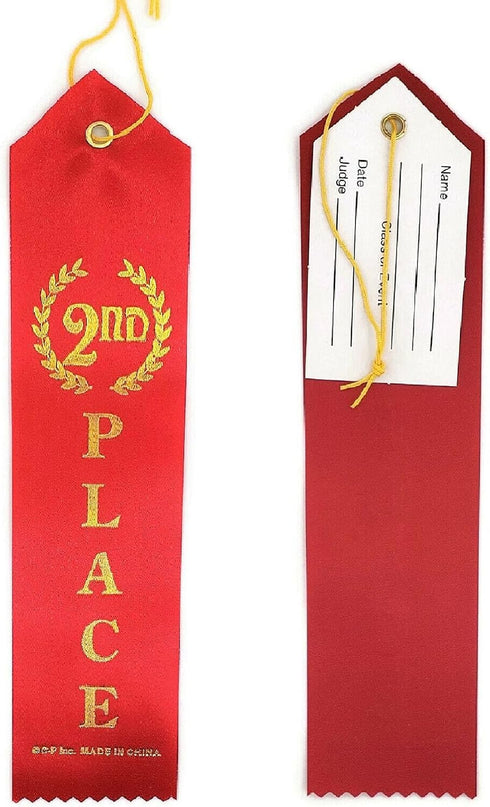 2nd Place (Red) Award Ribbon with Card & String (24 Pack)...