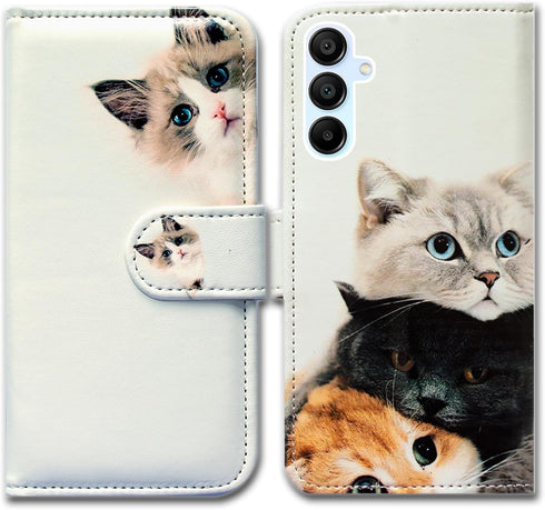 Bcov Galaxy A25 5G Case,Cute Brown Cat Leather Flip Phone Case Wallet Cover with Card Slot Holder Kickstand for Samsung Galaxy A25 5G...