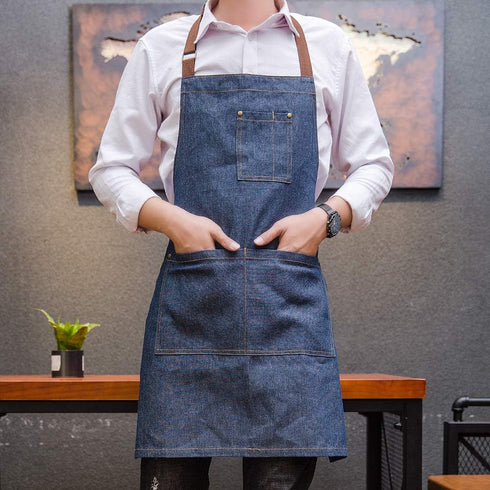 Unisex adjustable multi pocket denim apron for Chef Kitchen BBQ and Studio...