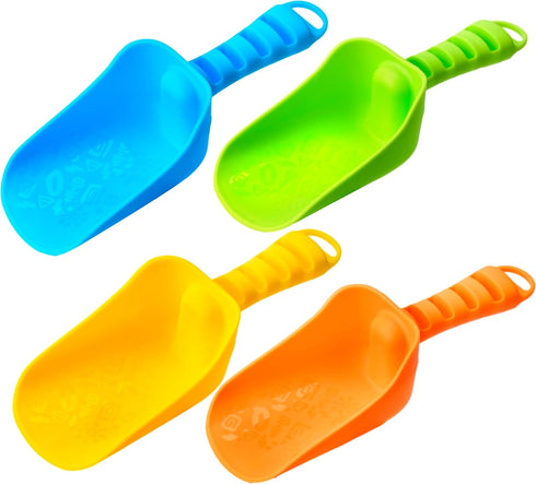 Sloosh Beach Sand Shovels for Kids - 4 Packs Shovels Colorful Scoops Travel Sand Toys for Toddlers Kids Outdoor Digging Play, Heavy Duty Plastic G...