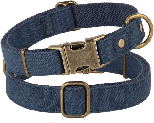 PET ARTIST Nylon Dog Collar for Large Dogs, Heavy Duty Dog Collar with Quick Release Metal Buckle, Soft Padded Blue Dog Collar, Adjustable Durable...