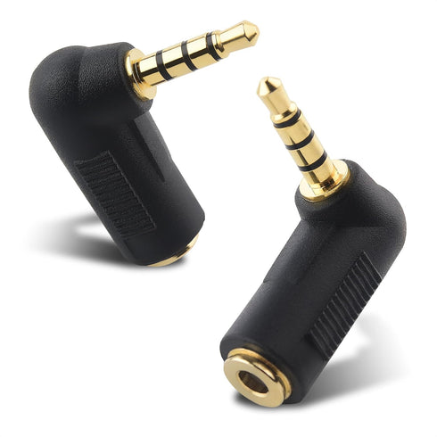 Cable Matters 2-Pack TRRS Right Angle 3.5mm Adapter in Black (3.5mm Right Angle Adapter, 90 Degree 3.5mm Adapter, 90 Degree Audio Adapter)......