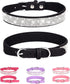 Dog Collar for Medium Dogs, Adjustable Leather Suede Bling Dog Collars?Black Dog Collar Cat Collar, Rhinestone Dog Collar (M, Black)...