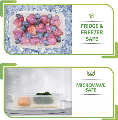 Food Storage Containers Rectangular with Lids 16oz Freezer Deli Cups BPA-Free Leakproof Clear Takeout Container Meal Prep Microwavable, Airtight L...