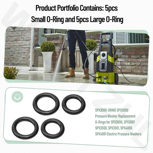 SPX3000-ORING SPX3000 Pressure Washer Replacement O-Rings for Sun Joe SPX4001/SPX3001/SPX3500/SPX3501/SPX4000 Electric Pressure Washers (5pcs Smal...