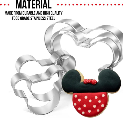 Pack of 5 Mouse Cookie Cutters – Stainless Steel Mouse Shaped Cutters in Different Sizes for Kids Boys Girls Fruit Cutters Vegetable Cutters for B...