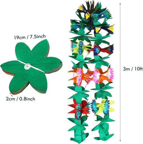 KESOTE 3 Pack Tropical Paper Flower Garland Luau Party Decorations, 30FT Tissue Flower Banner for Hawaiian Summer Tiki Bar Tropical Party Decor...