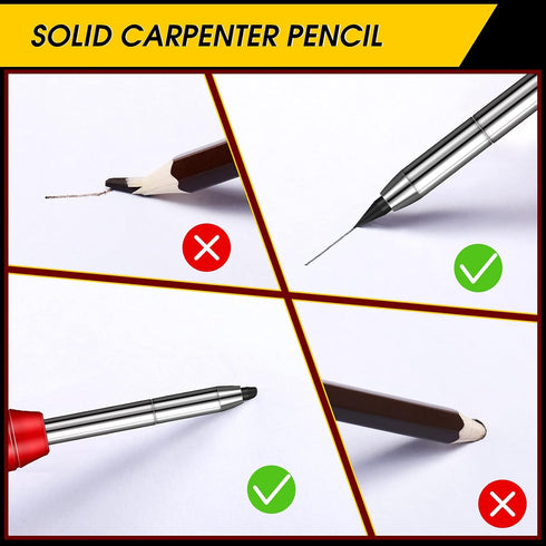 Outus Solid Carpenter Pencil with Sharpener and Mechanical Pencils Woodworking Pencils for Wood Flooring Marker Carpenters Drawing Scriber Archite...