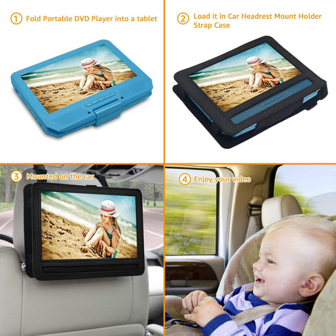 Car Headrest Mount Holder Strap Case for Swivel & Flip Style Portable DVD Player -Suitable for 10 Inch to 10.5 Inch Screen...