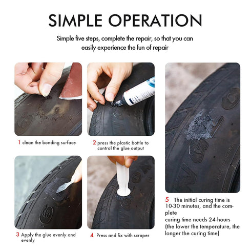 Black Tire Repair Glue Rubber Adhesive for Sidewall Bonding or Tire Puncture, Instant Super Glue for Rubber, Tires, Boots, Belt, DIY Crafts, Rubbe...
