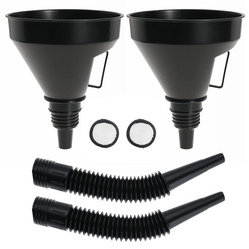 Wide Mouth Oil Funnel with Flexible Extension Nozzle Hose with Handle Mesh Screen Filter for Cars Motorcycles Engine Oil Kerosene Gasoline Gas Fue...