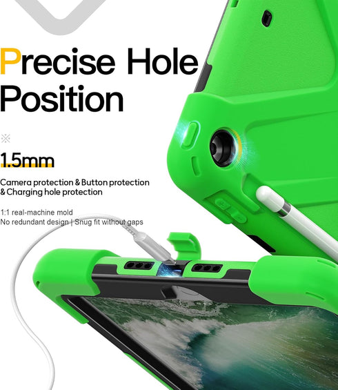 BRAECN for iPad 6th/ 5th Generation Case, Protective Shock-Proof Silicone Case with Built-in Pencil Holder, 360 Degree Rotating Stand/Handle Strap...