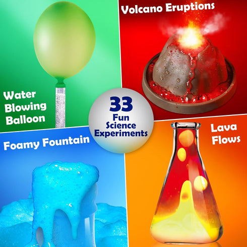 UNGLINGA 33 Experiments Science Kit for Kids, Science Project STEM Toys Gifts for Boys Girls Learning Educational Chemistry Set, Volcano Erupting,...