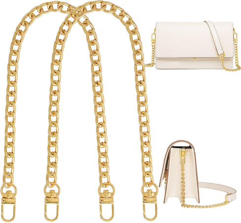 Gondiane 2Pcs Flat Purse Chain Strap Handbag Replacement Strap with Metal Buckles(15.7 Inches/40cm, Gold)...