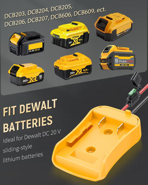 Vibit Power Wheel Adapter for Dewalt 20 V Lithium Battery, Peg-Perego Dewalt Battery Adapter with Original Wire Harness Connector, DC Power Adapte...