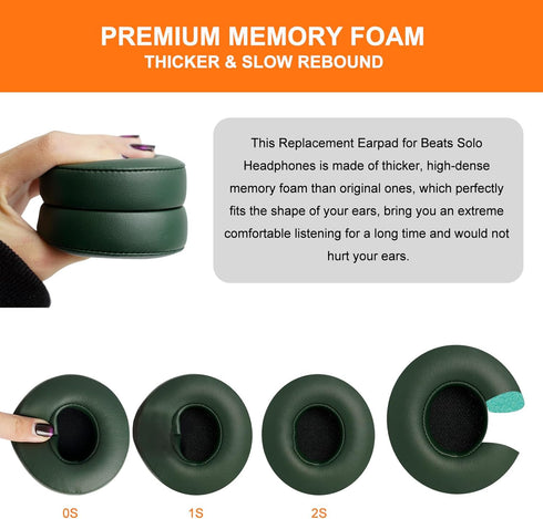 Solo 2 Solo 3 Ear Pad Replacement, GVOEARS Earpad Cushions for Beats Solo 2/3 Wired Wireless Headphones with Soft Leather Noise Isolation Memory F...