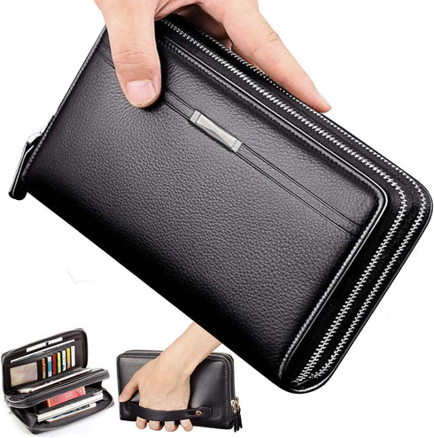 Mens Wallet Long Purse Leather Clutch Large Business Handbag Phone Card Holder Case Gift for Men Father Son Husband Boyfriend...