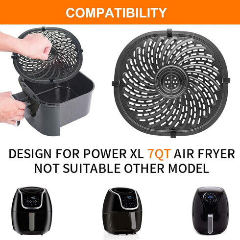 Air Fryer Grill Pan For Power XL Gowise 7QT,Nonstick Coating Crisper Plate,Air Fryer Replacement Parts,Rack,Accessories,Enamel coating?Non-stick,D...