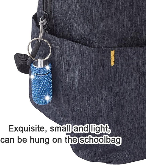 Purple Pill Holder Keychain, Holder Pill Container Keychain Mini Size Waterproof and Light Weight Portable Pill Bottle Case, Bling Aluminum Key Ch...