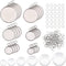 UNICRAFTALE About 60pcs Stainless Steel Bezel Trays Flat Round Pendant Trays Bezel with Glass Cabochon Pendant Trays Kit with Jump Rings for DIY J...