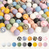 ZIFTY Silicone Beads, 180Pcs 15mm Round, 15 Styles Loose Rubber Pop Beads for Keychain Making, Jewelry, Art, Crafts, DIY (Leopard)...