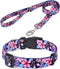 Dog Collar and Leash Set for Small Dogs Cats, Soft Comfy Pet Collar for Small Medium Large Dogs, Floral Pattern for Boy Girl Puppy Dogs Cats(Flora...