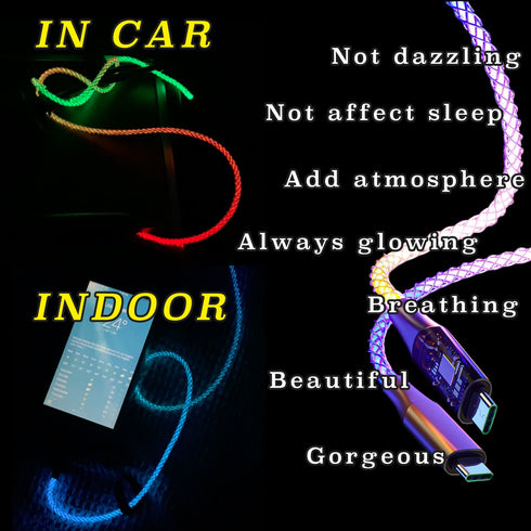 ACEDOAMARE LED Flowing Charging Cable Fast Charging Phone Charger USB C L Cable Charging Transfer Data Laptop/Tablet/Mobile Phone/Car PD Compatibl...