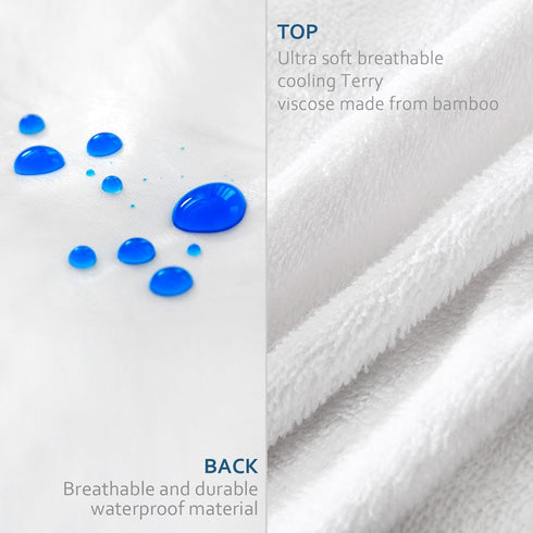 Waterproof Pillow Protector King Size with Zipper, Premium Viscose Made from Bamboo Terry White Pillow Cases, Noiseless Breathable Zippered Pillow...