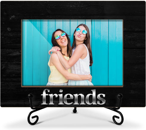 Wooden Photo Frame Friendship Gifts for Friends Bestie Woman BFF, Wooden Photo Frame with Iron Stand for Tabletop or Desktop Display, Home Table D...