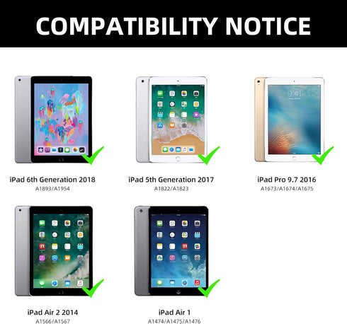 JUQITECH Backlit Keyboard Case for iPad 9.7, iPad 6th Gen(2018), iPad 5th Gen(2017), iPad Pro 9.7, iPad Air 2/1, Smart Tablet Cover Case with Deta...