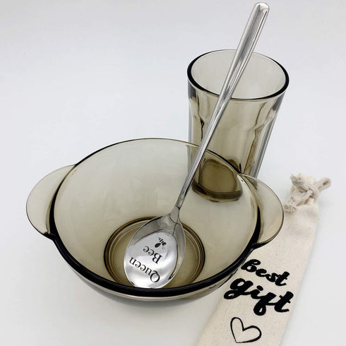 family Kitchen Queen Bee Gourmet coffee spoon,Stainless Steel Espresso Engraved Spoon,Engraved Unique Originality For Friend Girlfriend Boyfriend ...