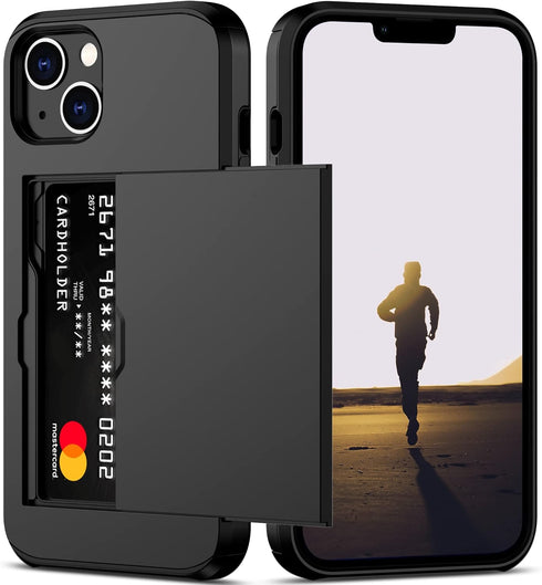 Nvollnoe for iPhone 13 Case with Card Holder Heavy Duty Protective Dual Layer Shockproof Hidden Card Slot Slim Wallet Case for iPhone 13 for Women...