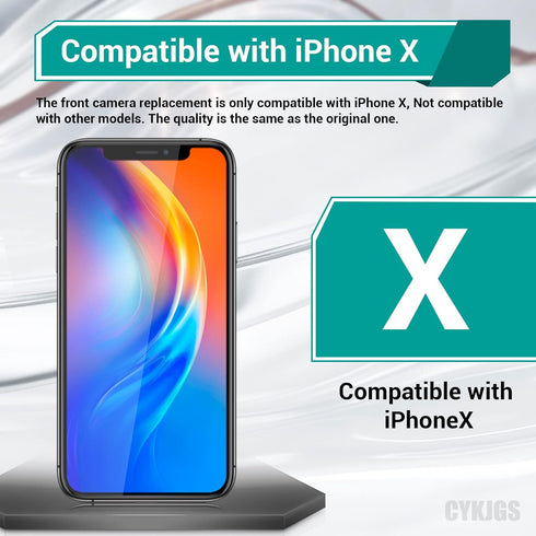 for iPhone X Front Camera Replacement OEM for iPhone 10 New Face Front 7MP Camera Part Flex Cable Connector Facing Lens Module Light Receiver Tran...