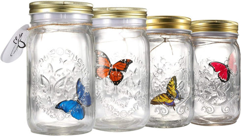 Butterfly in a Jar, Glass Animated Butterfly In A Jar With LED Light Gift Decoration (Blue)...