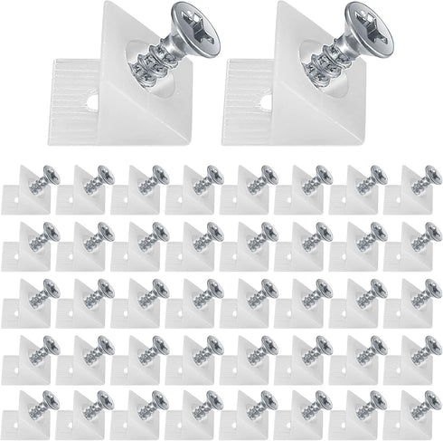 120 Pcs Drawer Wedges with Screws, Drawer Bottom Support Brackets, Fixing Mending Wedges, Plastic Angle Code Bracket Fasteners, Drawer Reinforceme...