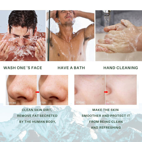 Men Soap Face Body Bathing Scrub Exfoliating Bar Handmade Shampoo Bar Clean Hydrate Soap with Citrus Cedar Essence Nourishing Dry Skin Washes Away...